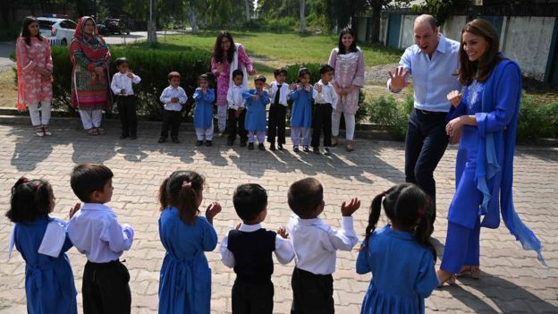 Duke and Duchess of Cambridge met children at a government-run school in Islamabad